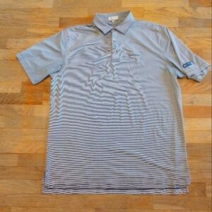 Peter Millar Summer Comfort Polo Blue White Gray Striped Men's XL